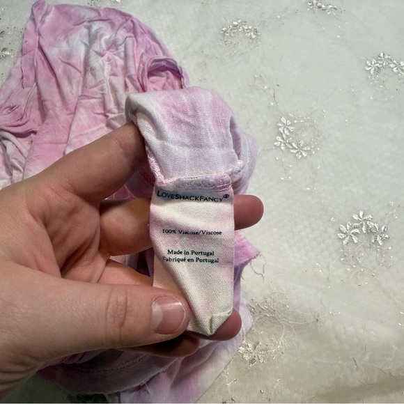 Love Shack Fancy Pink and White Tie Dye Crop Top Viscose Size Large - Picture 5 of 5